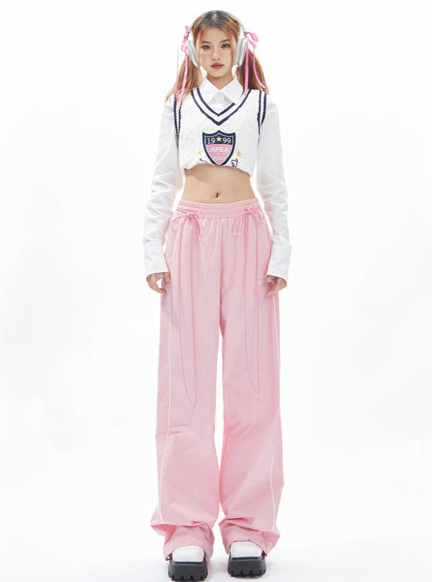 Bubblegum Breeze Drawstring Palazzo Pants