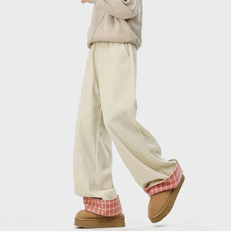 Check Cuff Corduroy Trousers