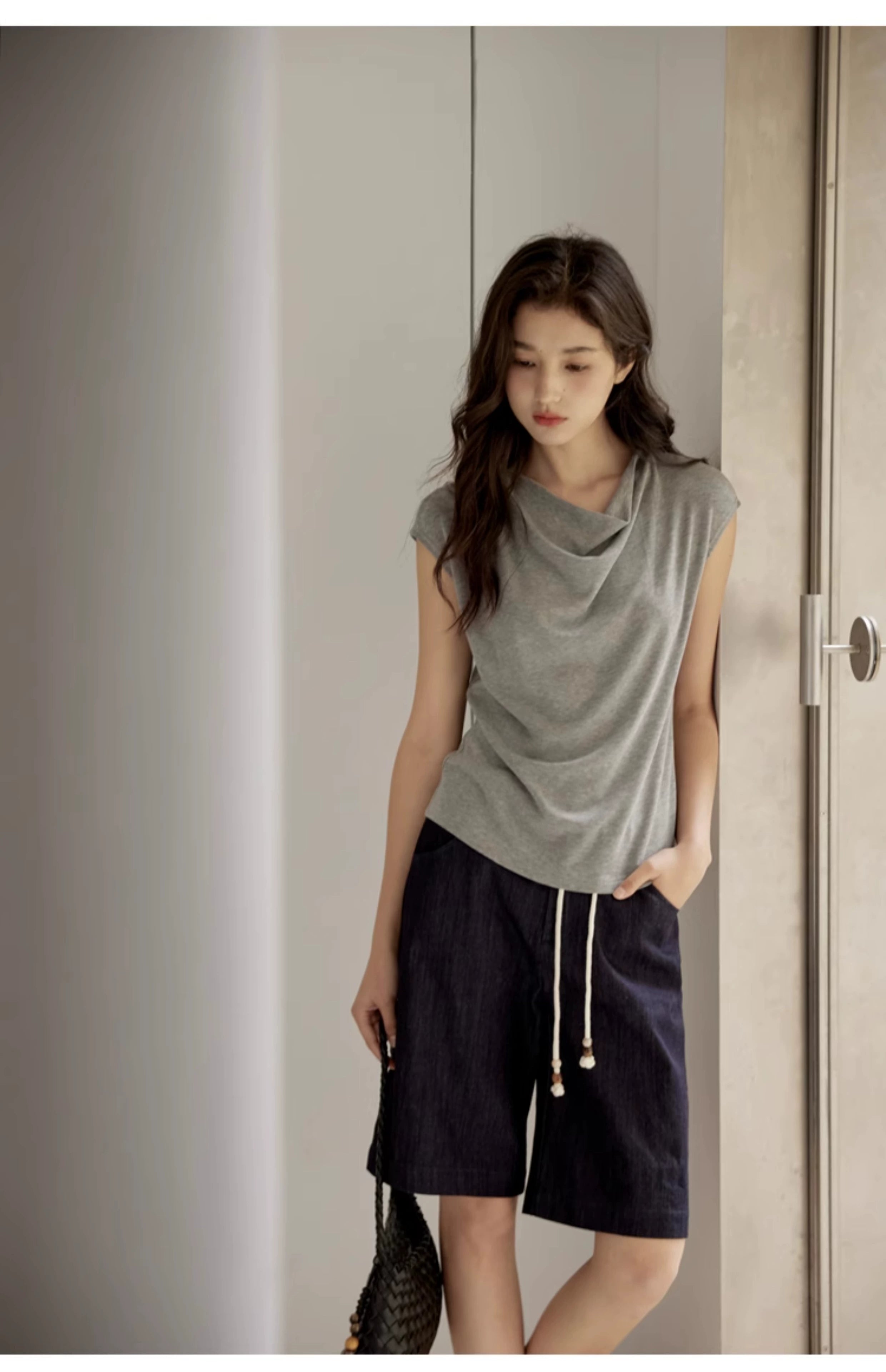 Cowl Neck Cap Sleeve Top