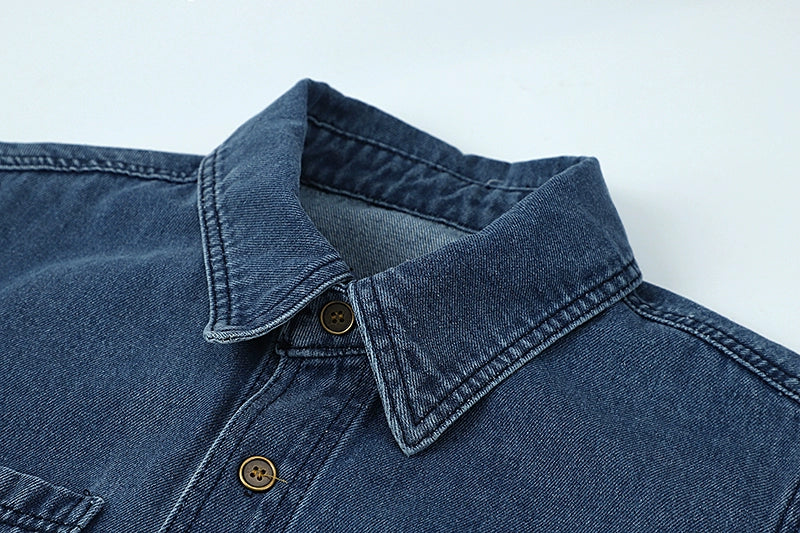 Vintage Dark Blue Denim Shirt Jacket