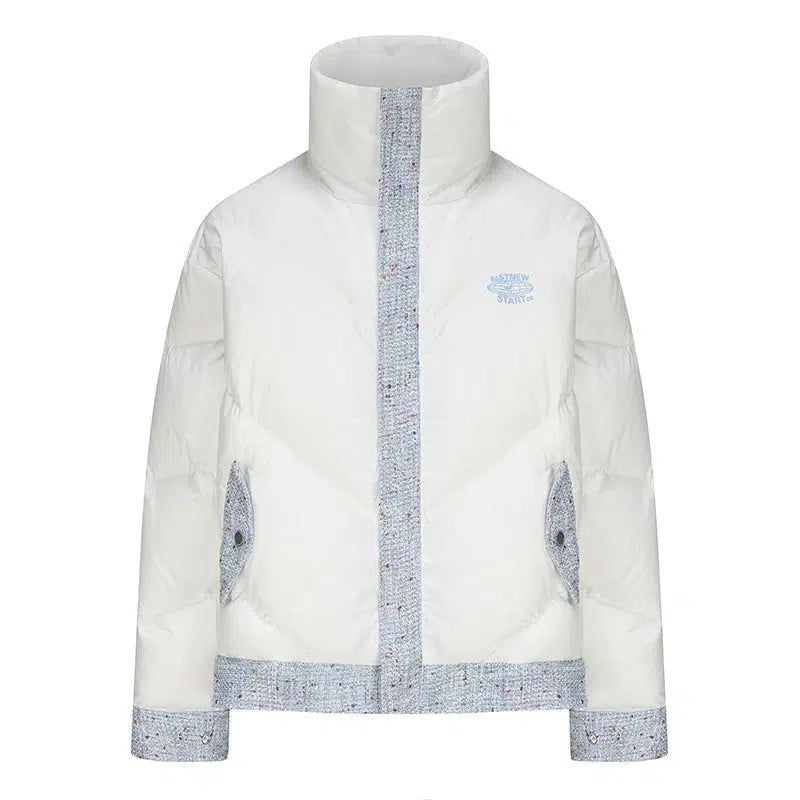 Puffer Jacket with Patterned Outline Block - chiclara