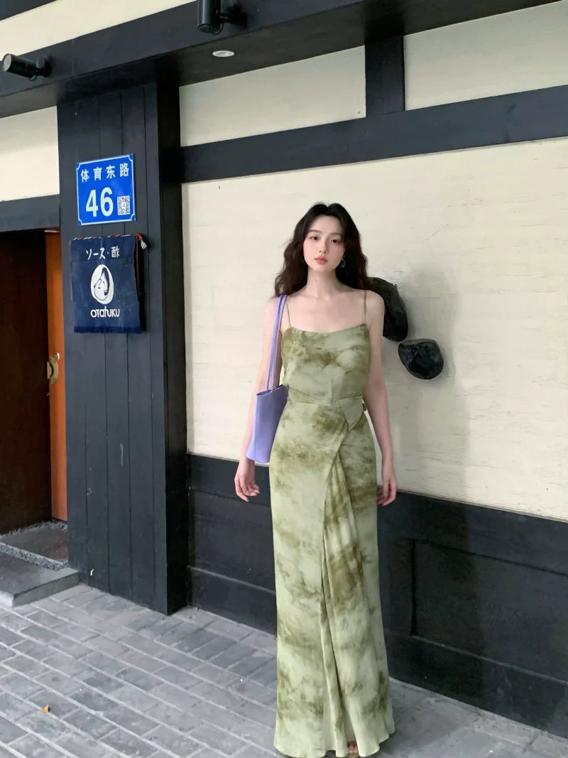 Tie-Dye Spaghetti Strap Maxi Dress