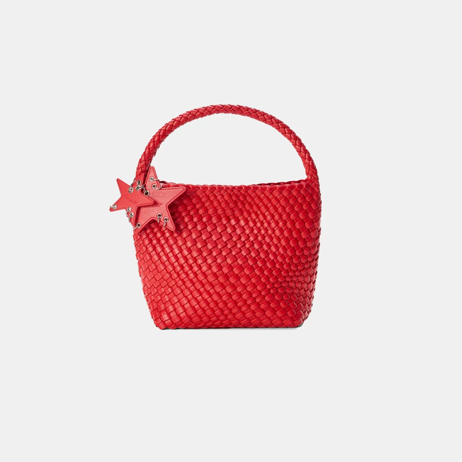 Metallic Braided Star Hobo Tote - Red / Small