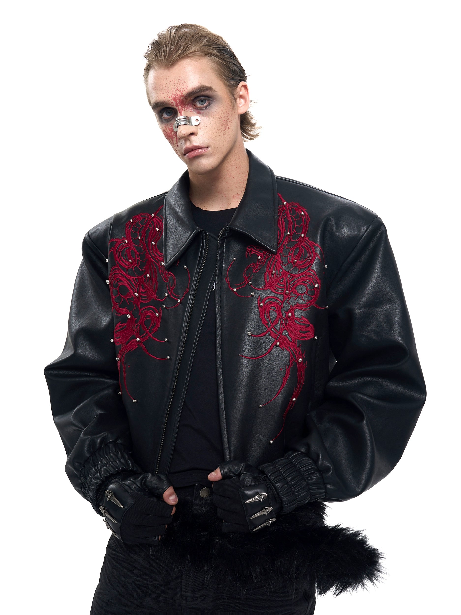 Black Graphic Bomber Jacket