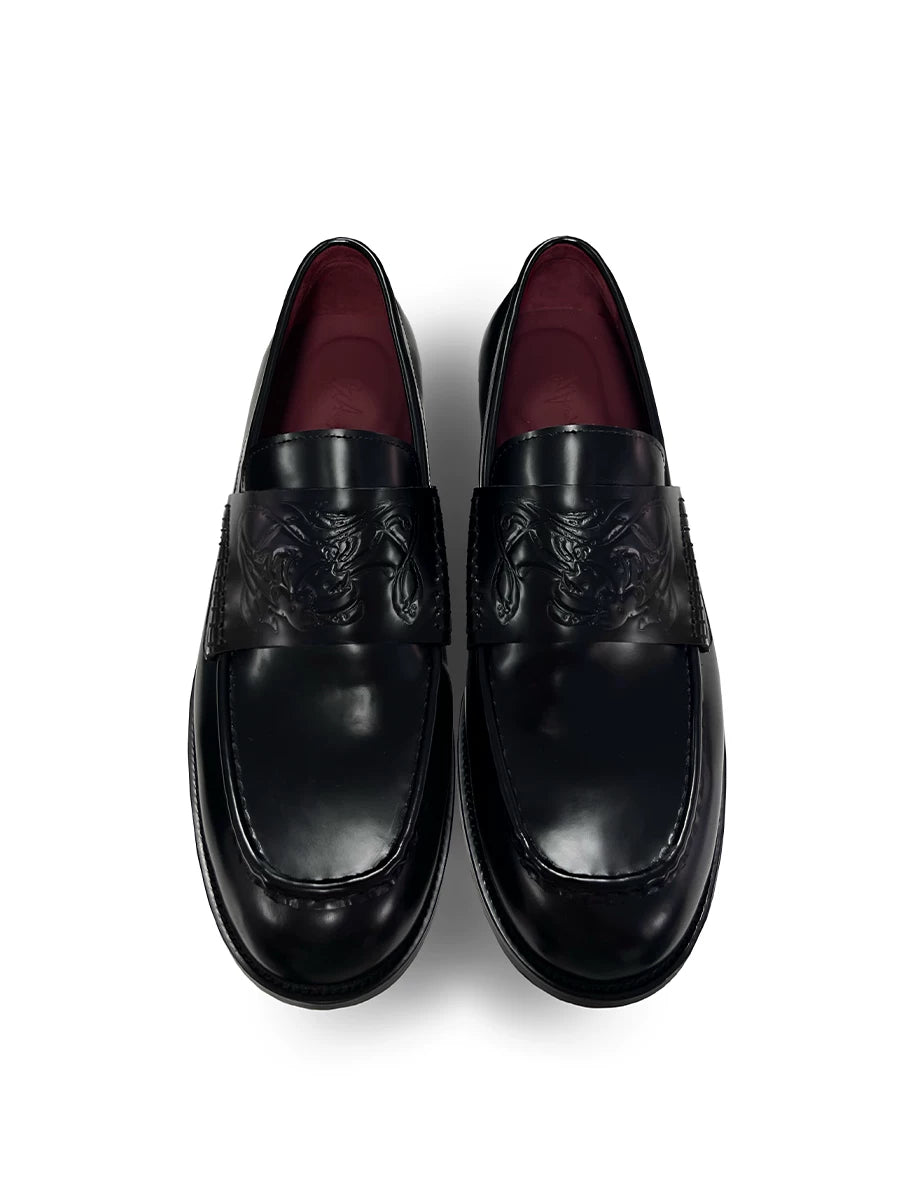Vampire Leather Loafers - black top view