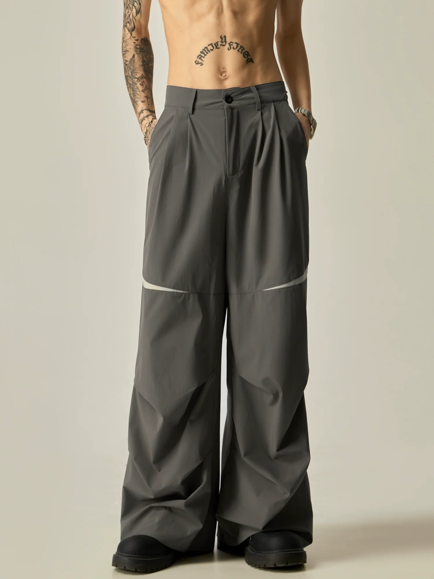 Wide-Leg Tri-Stripe Athletic Pants