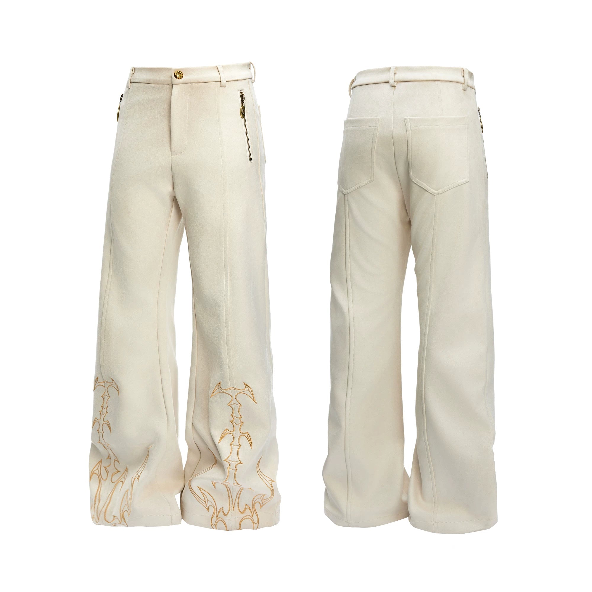 Auric Brand Flare Embroidered Trousers