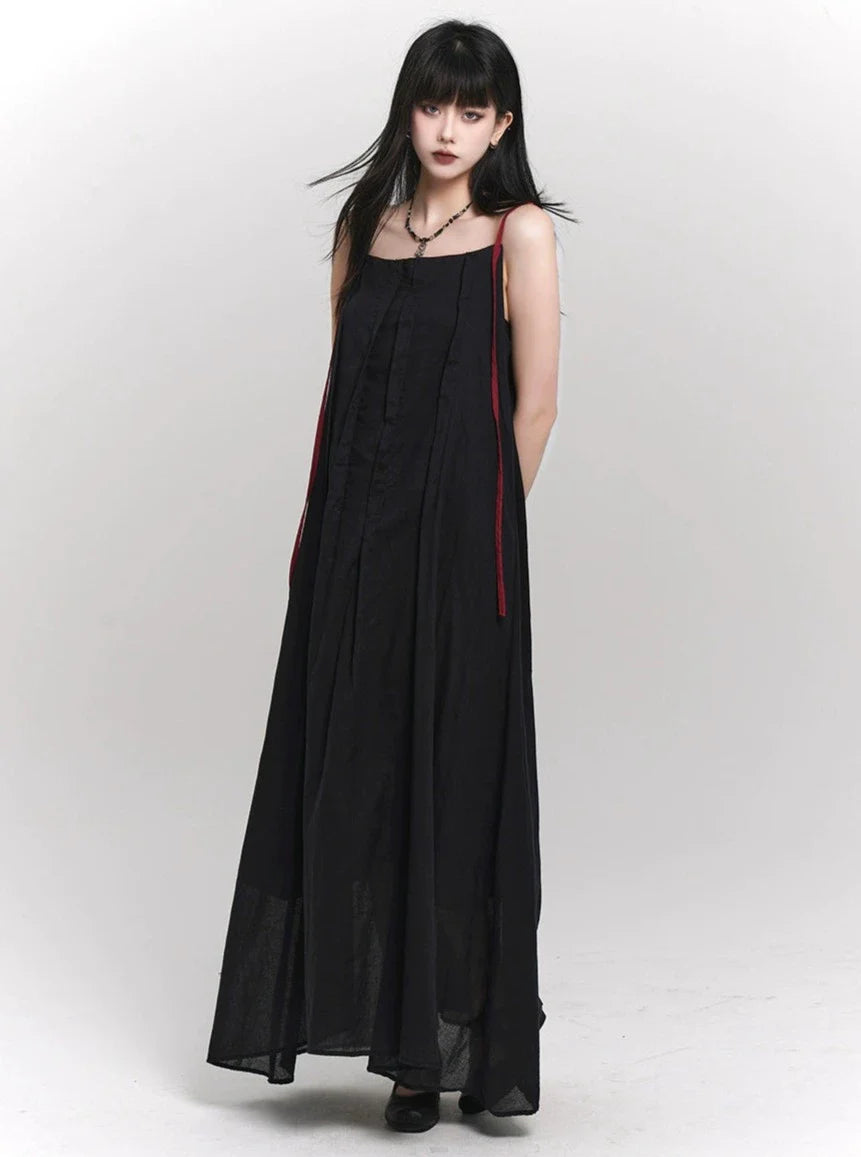 Strap Pleated Maxi Dress