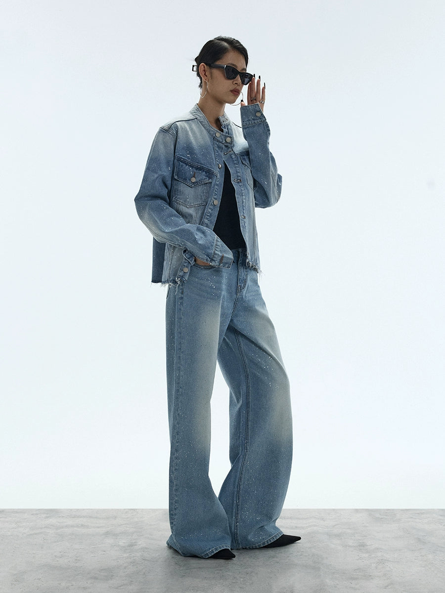 Stardust Fade Glitter Wide‑Leg Jeans