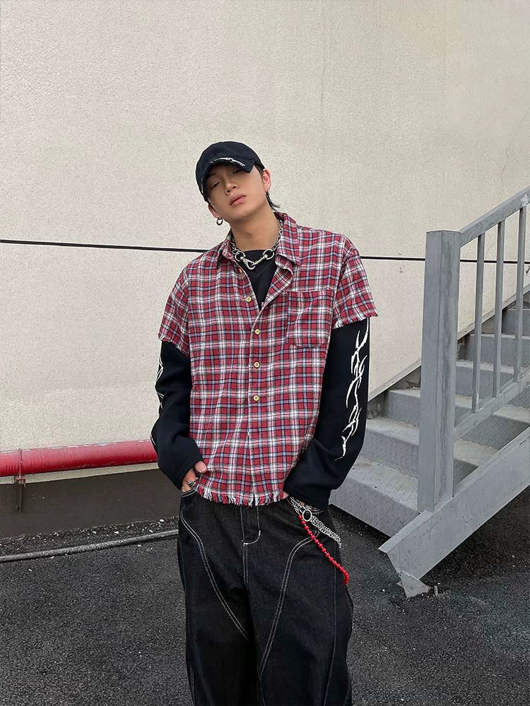 Grunge Layered Plaid Shirt
