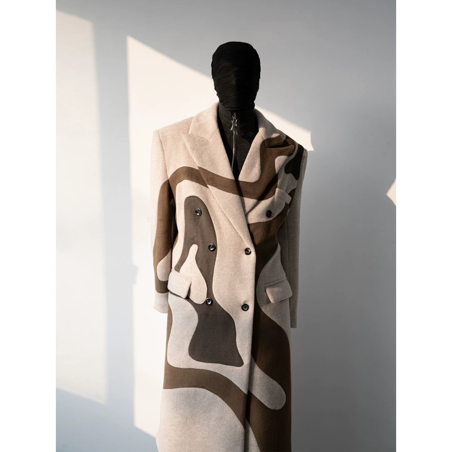 Desert Mirage Sculpted Wool Overcoat