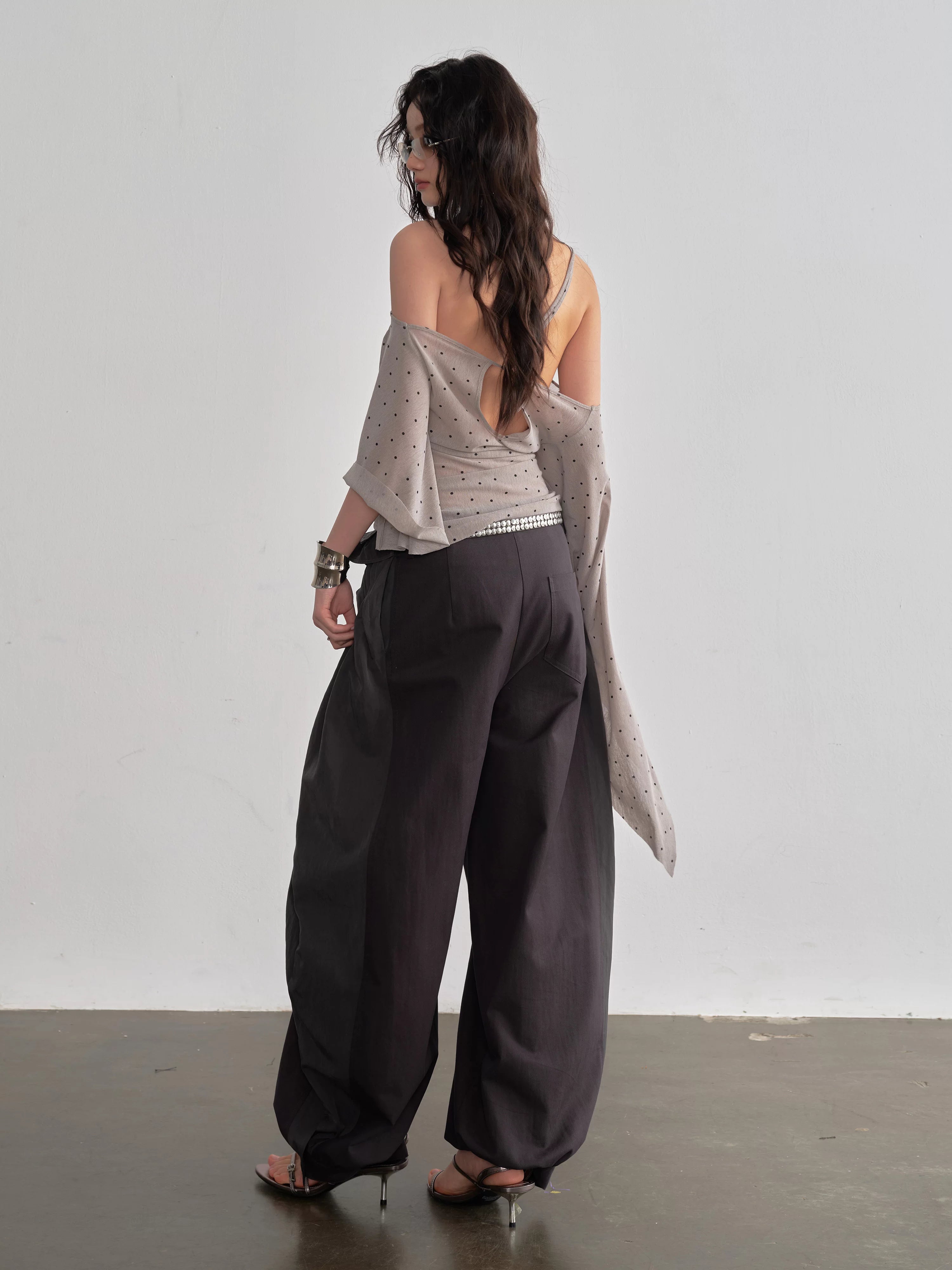 Noir Balloon Tie Waist Pants