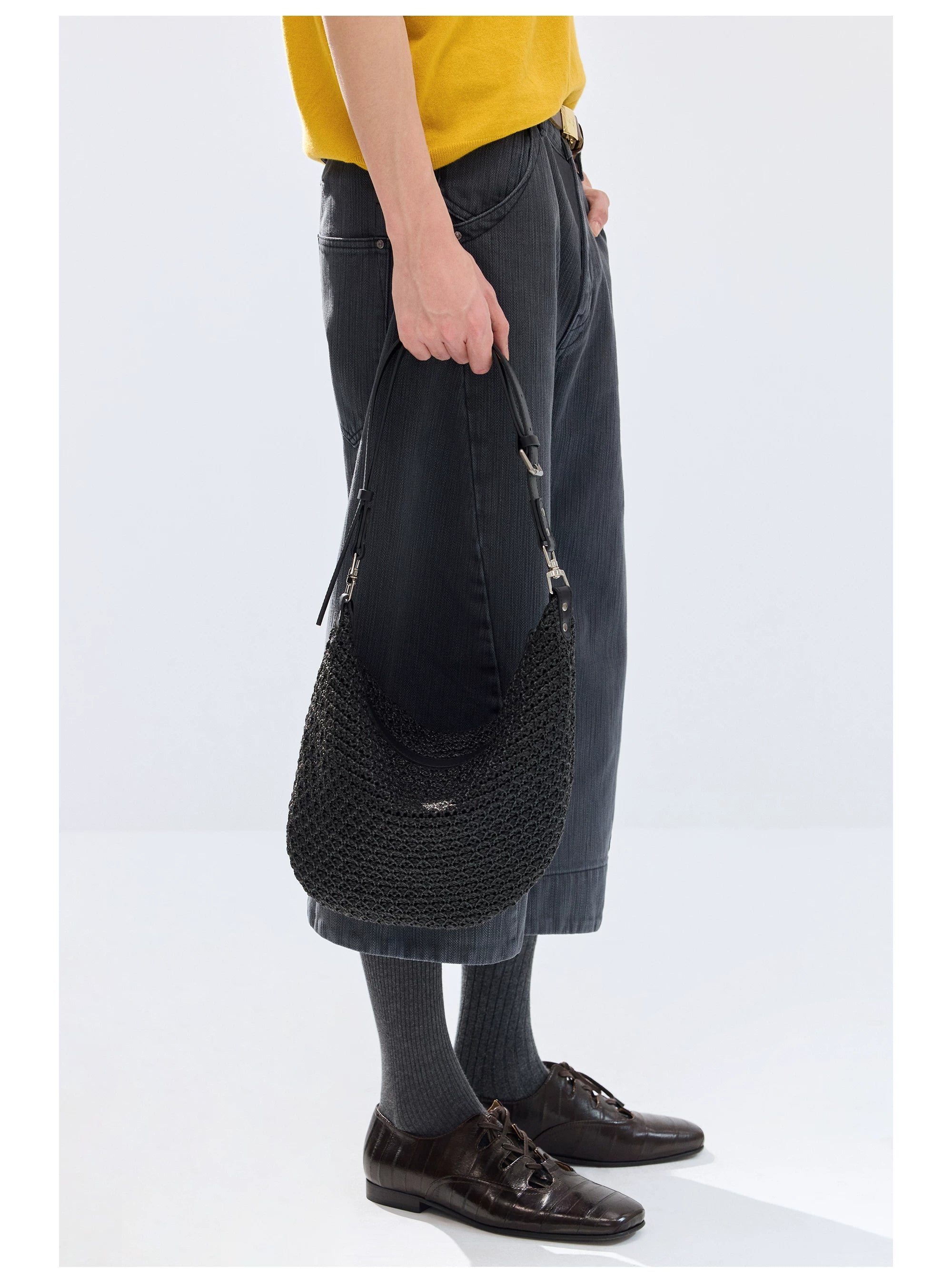 Black Woven Shoulder Bag