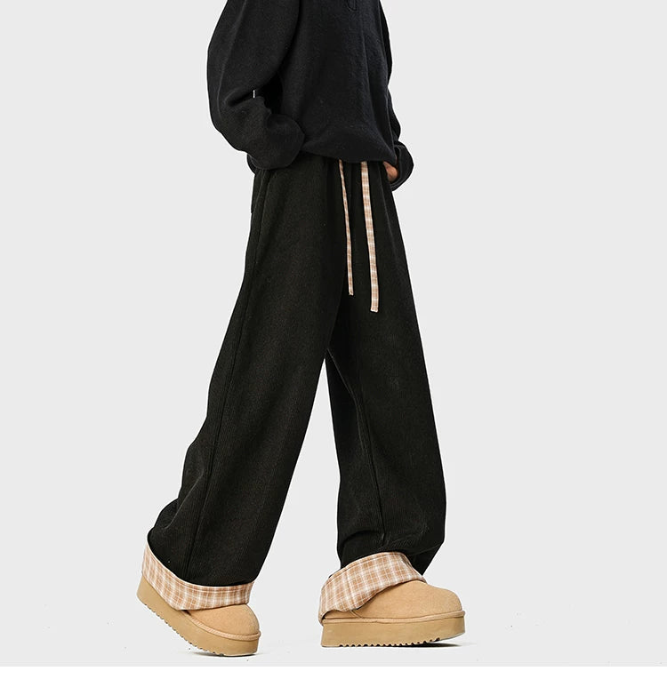 Check Cuff Corduroy Trousers