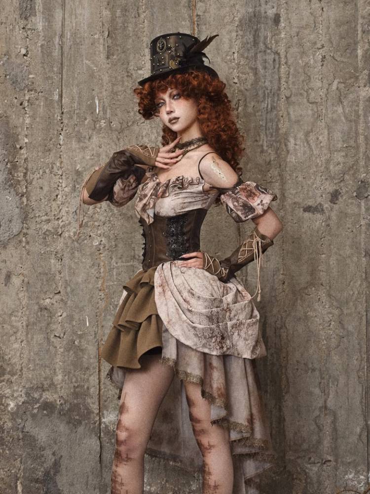 Steampunk Brown Leather Underbust Corset