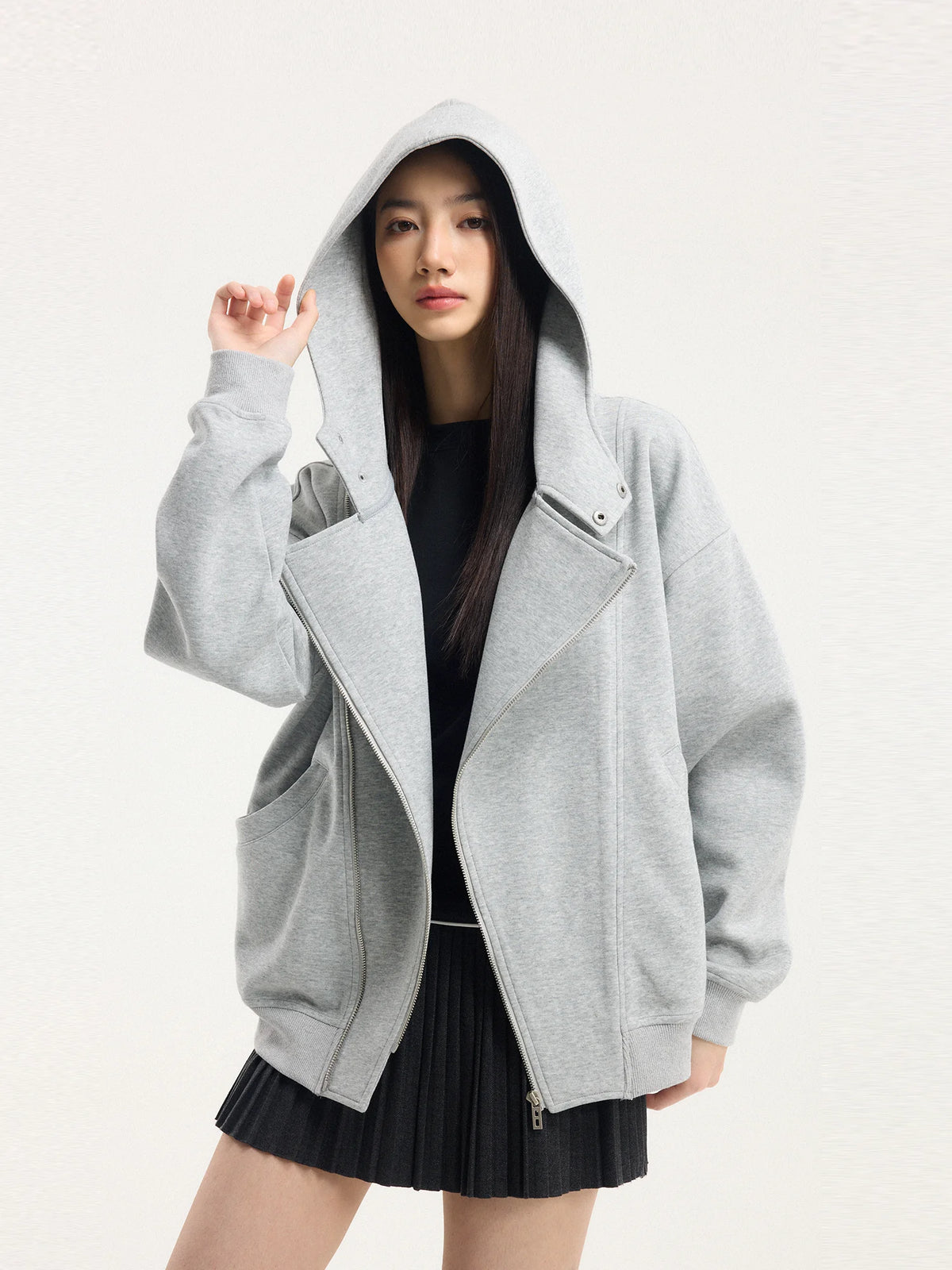 Metro Drape Moto Hoodie Jacket