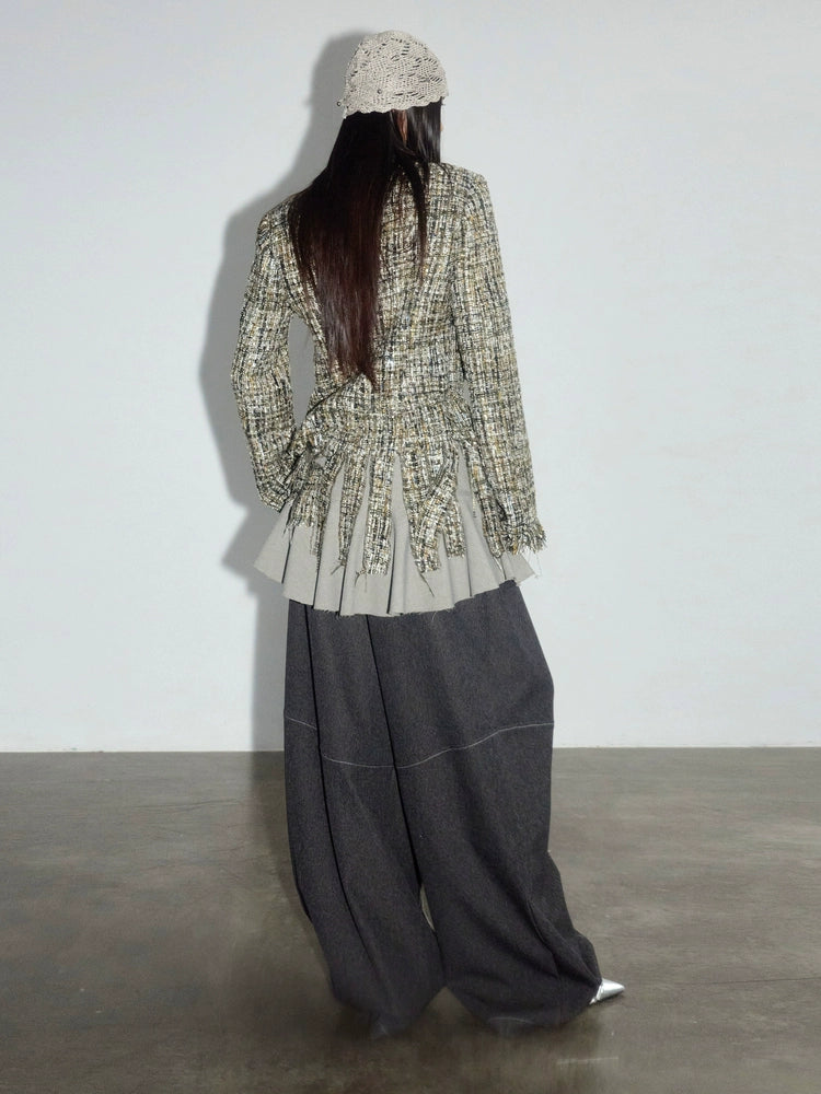 Olive Tweed Fringe Statement Jacket