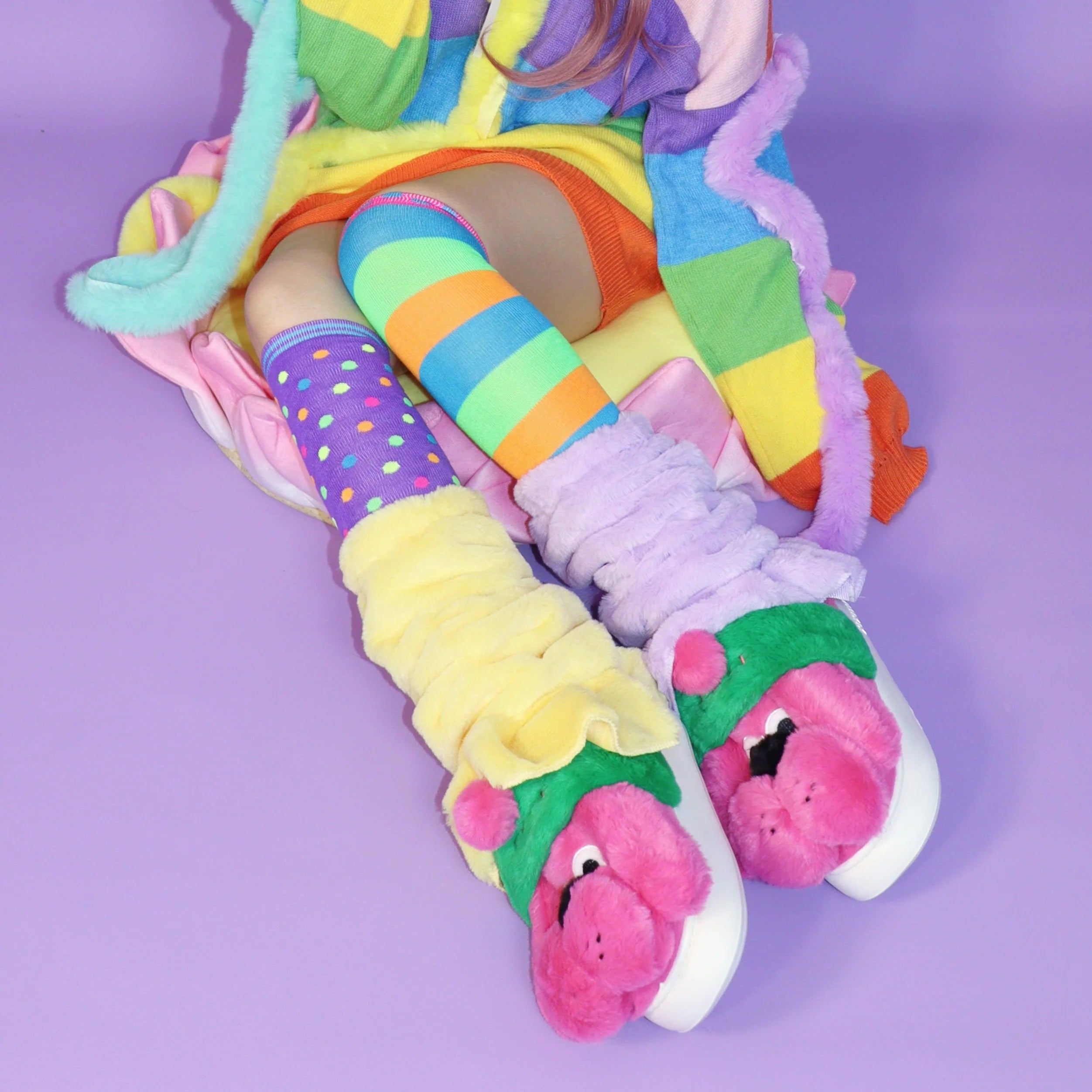 Kawaii Mismatched Rainbow Crew Socks