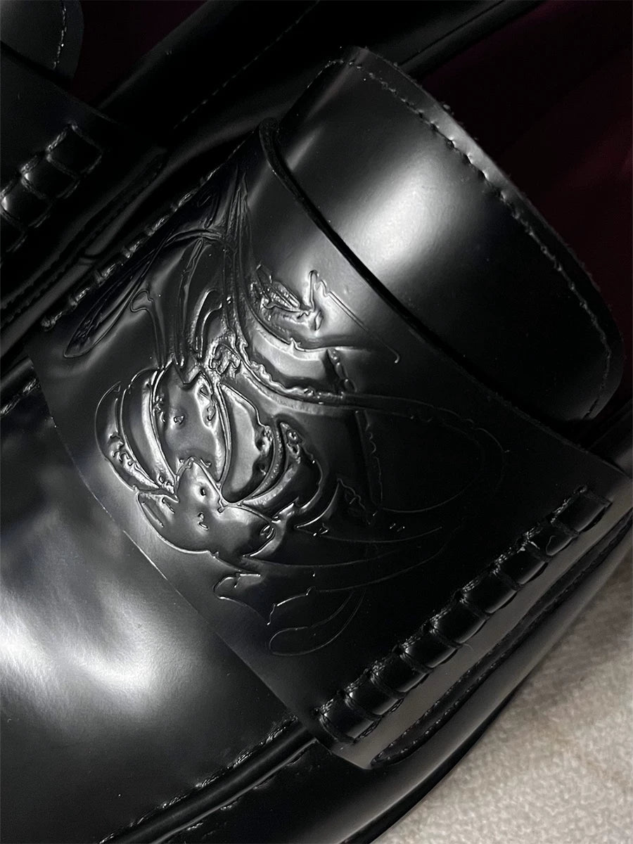 Vampire Leather Loafers - embossed vamp detail