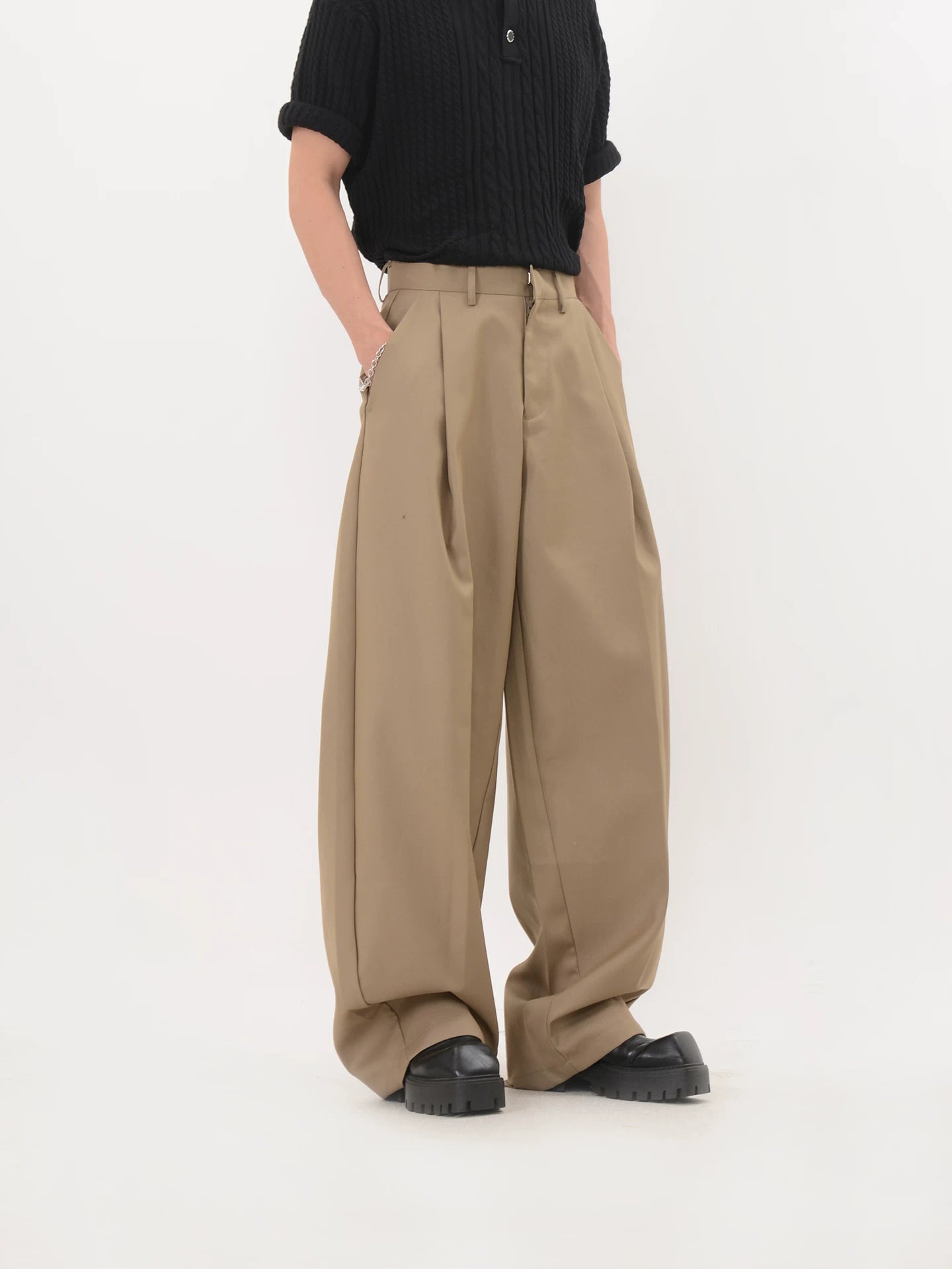 Flowy Drape Wide Trousers
