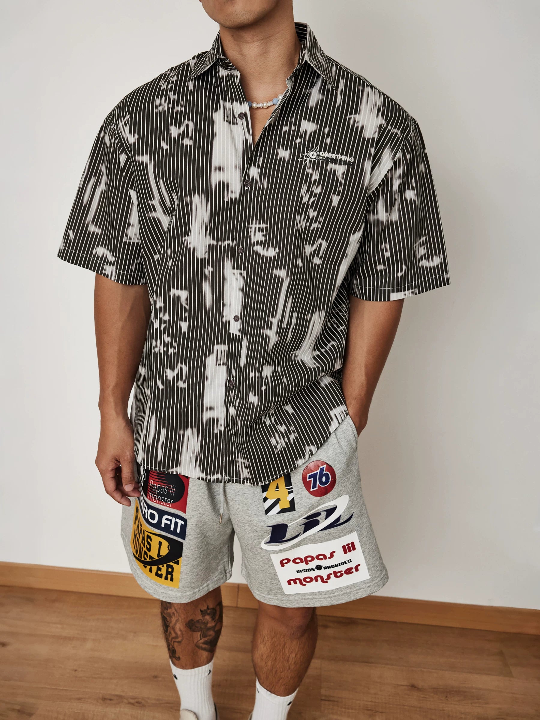Ink Spill Pinstripe Button-Up Shirt