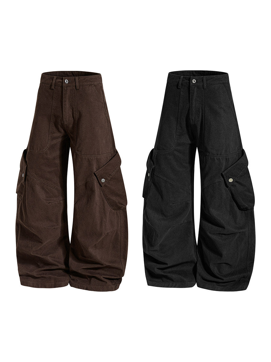 Men's Multi-Pocket Panel Wide-Leg Cargo Pants