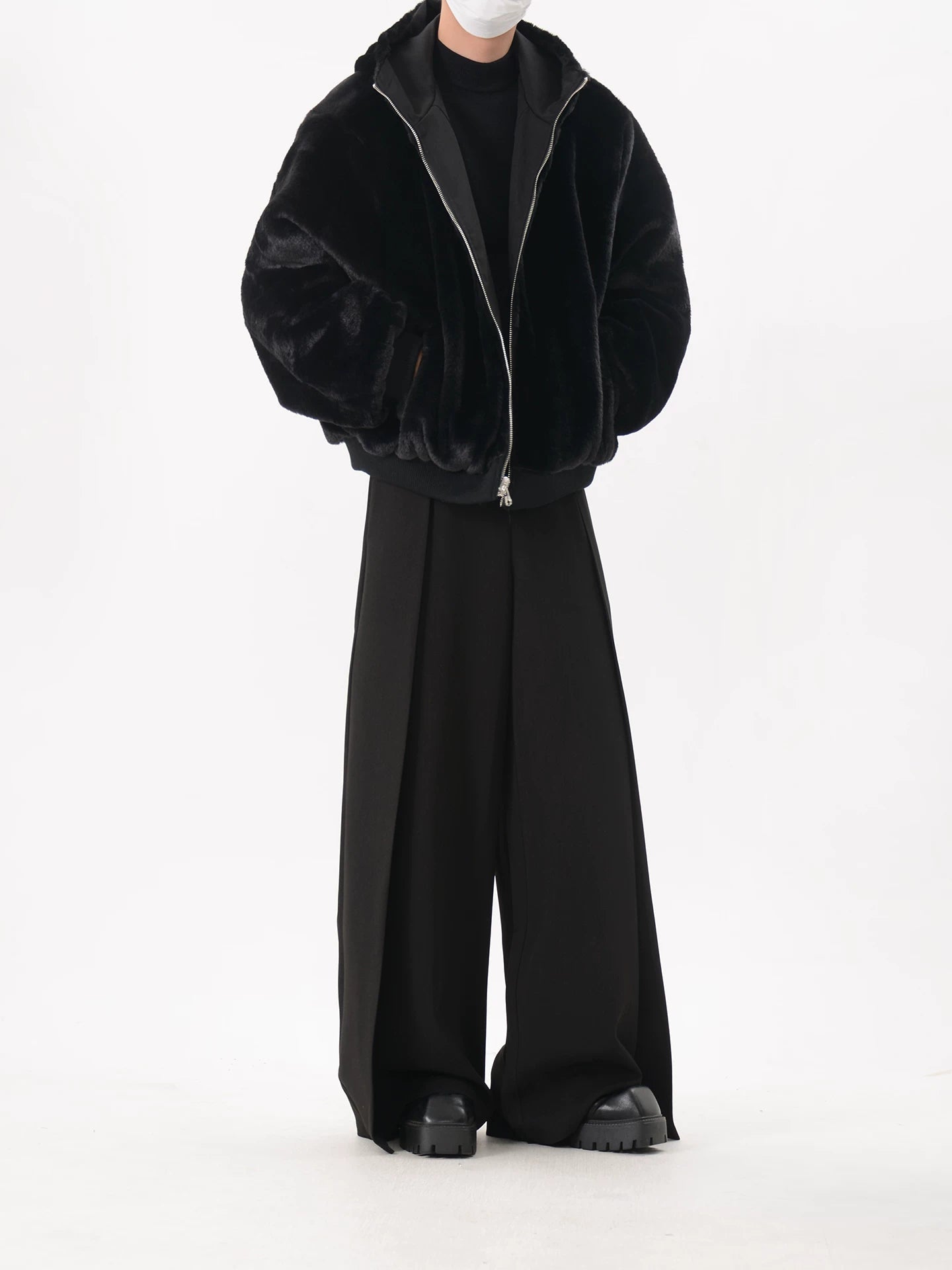 Hooded Zip-up Reversible Cotton Coat