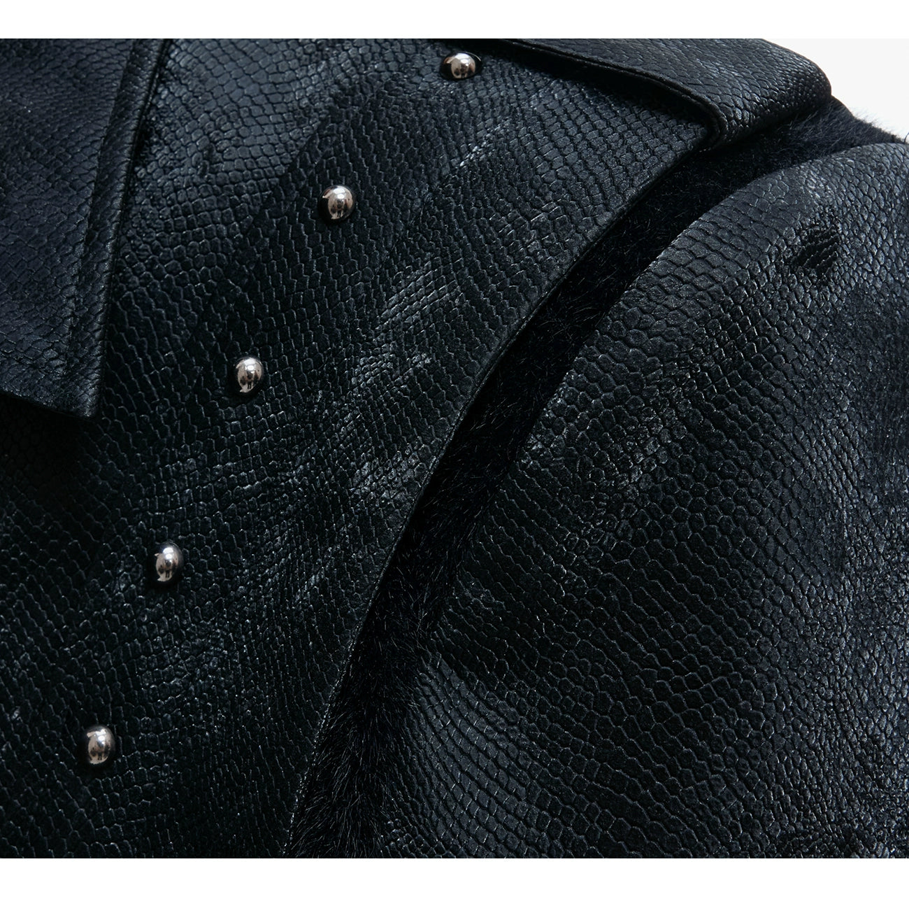 Black Studded Velvet Jacket with Graphic Back