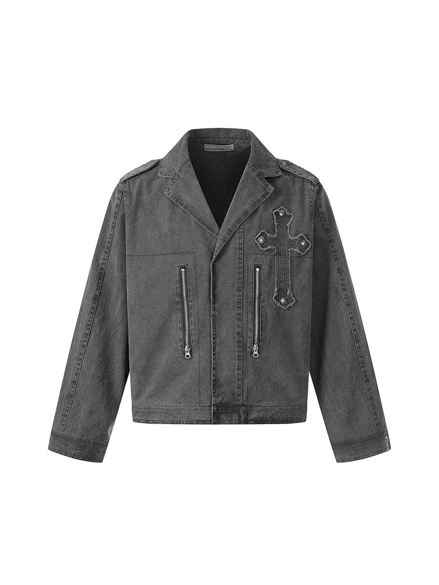Men's Cross-Quilted Washed Cropped Heavyweight Jacket