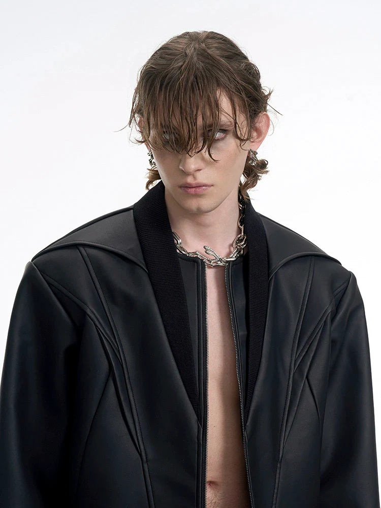 Structured Noir Bomber Jacket