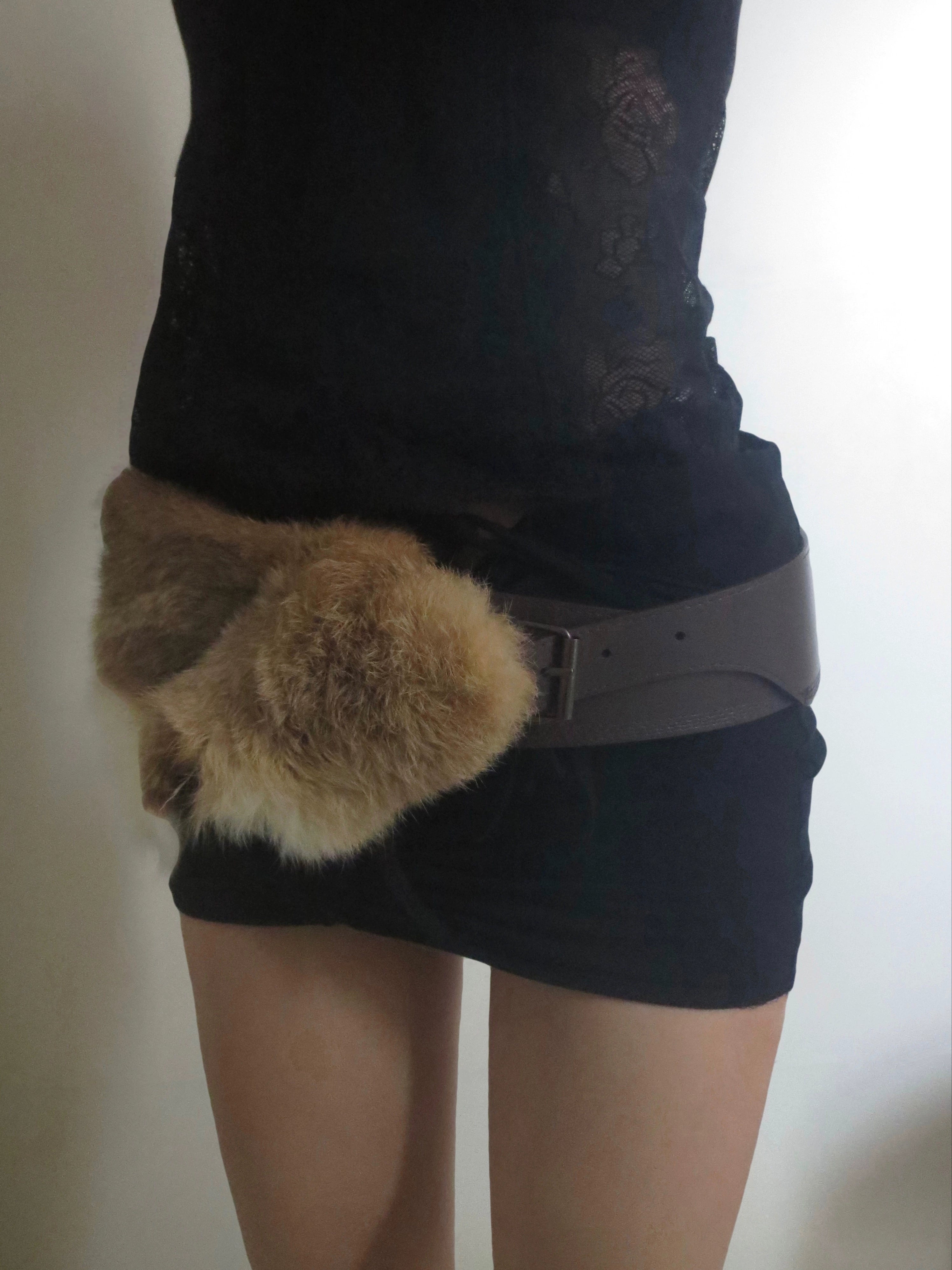 Faux Fur Belted Waist Belt