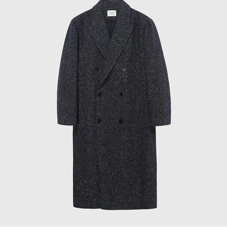 Wide-Shoulder Structured Single-Faced Wool Coat