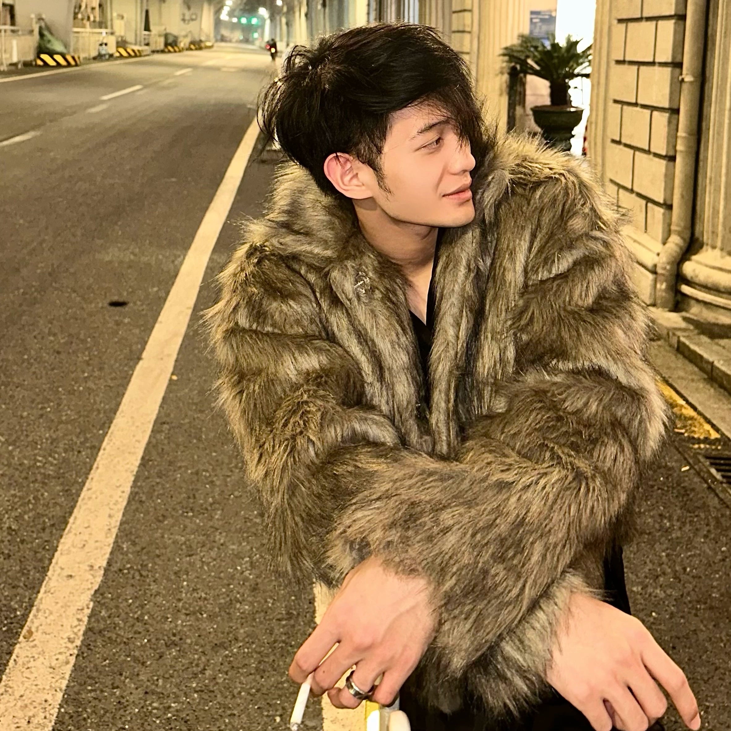 Brown Faux Fur Hooded Coat