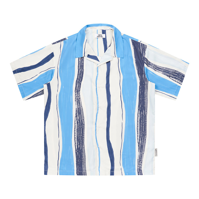 Abstract Art Stripe Painting Short Sleeve Shirt - chiclara