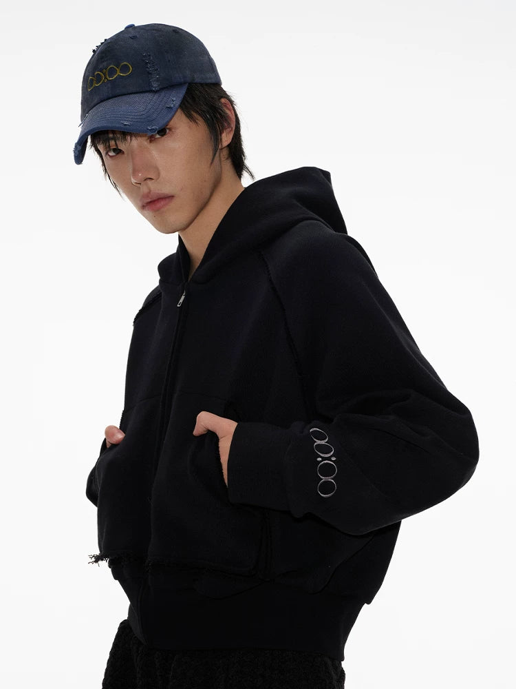 Distressed Denim Cap with Yellow Circle Embroidery