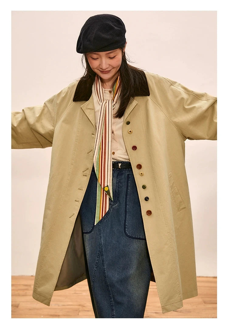 octopusme Vintage-Inspired Oversized Coat - Multi-Color