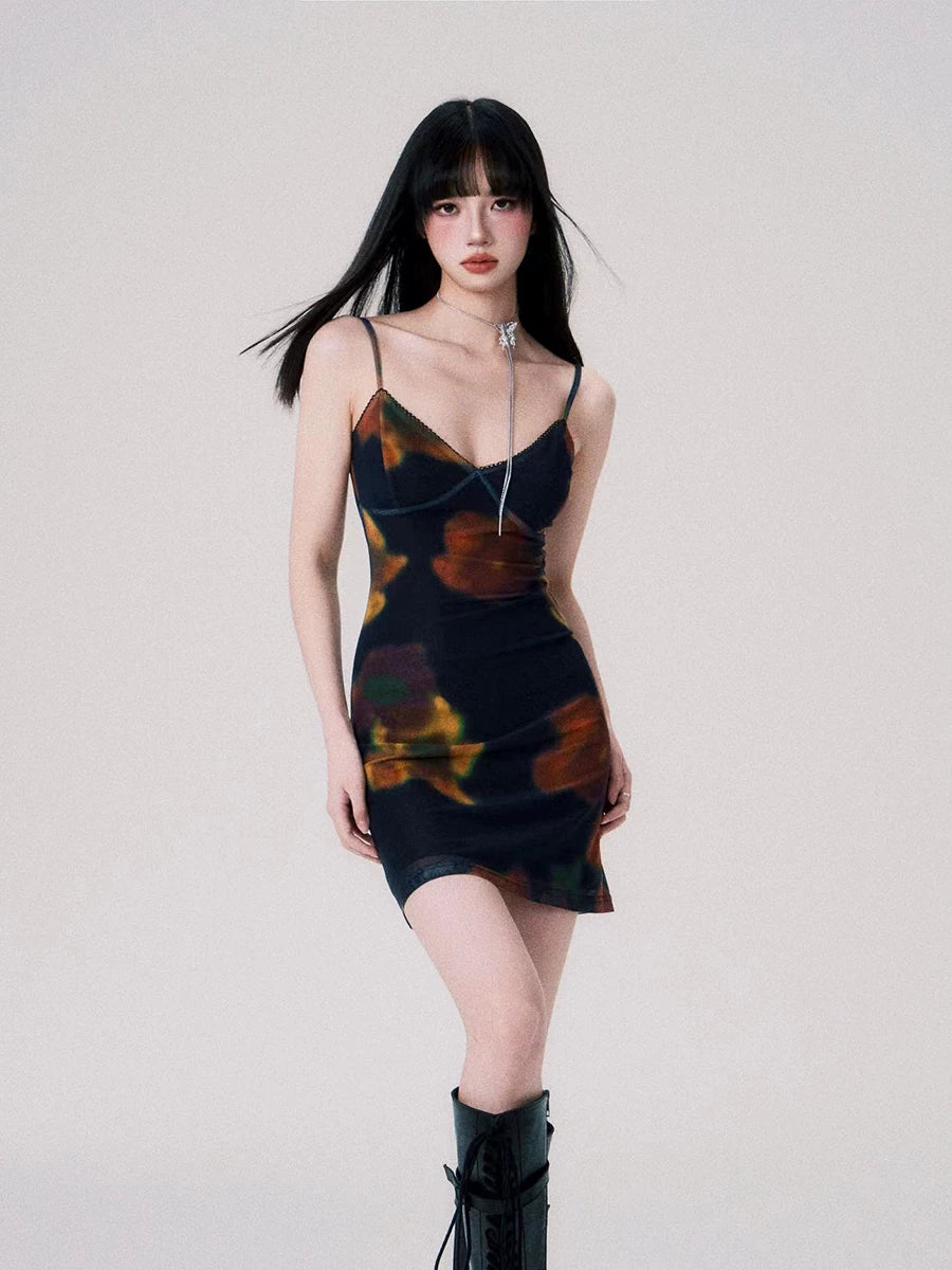 Midnight Ember Slip Mini Dress