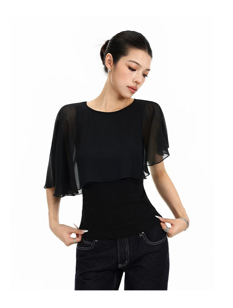 Celeste Sheer Cape Overlay Top