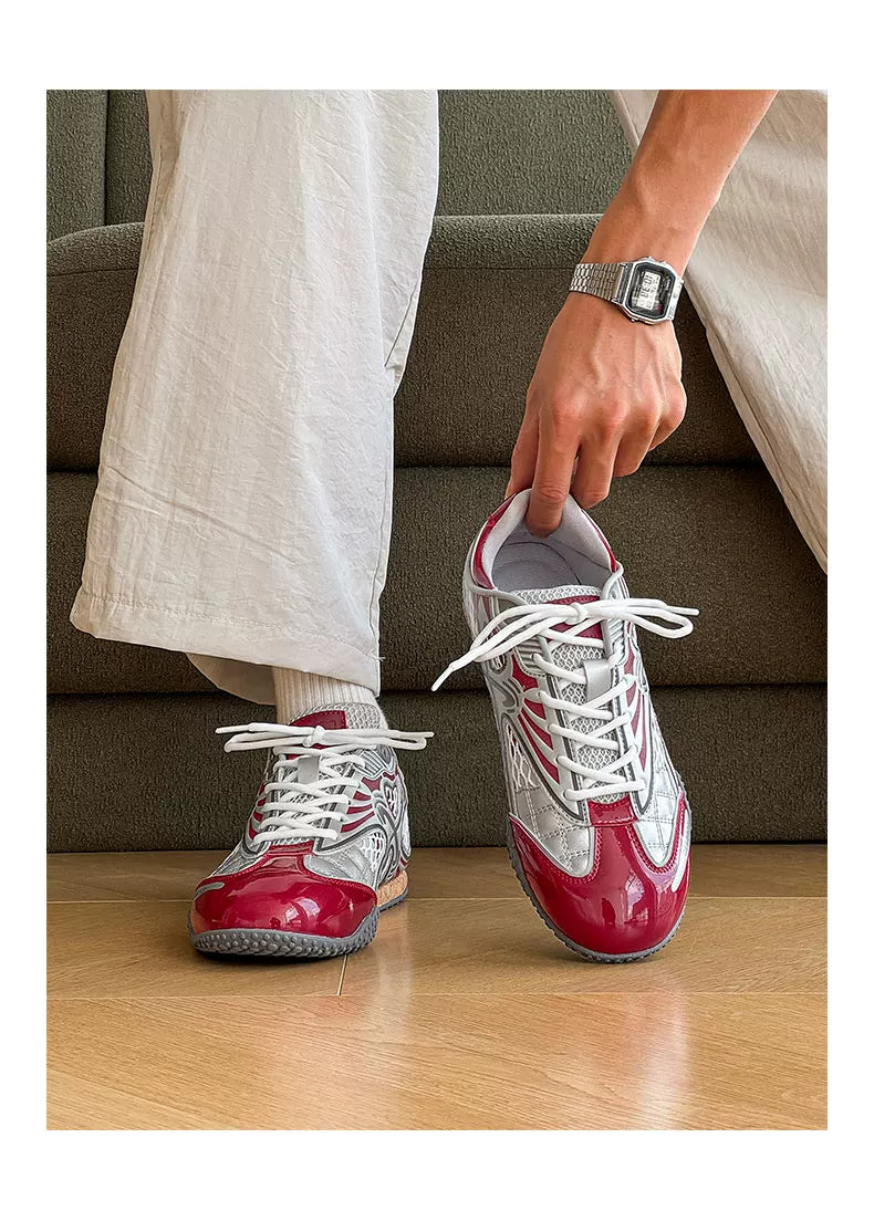 Silver Heart Mesh Retro Sneakers