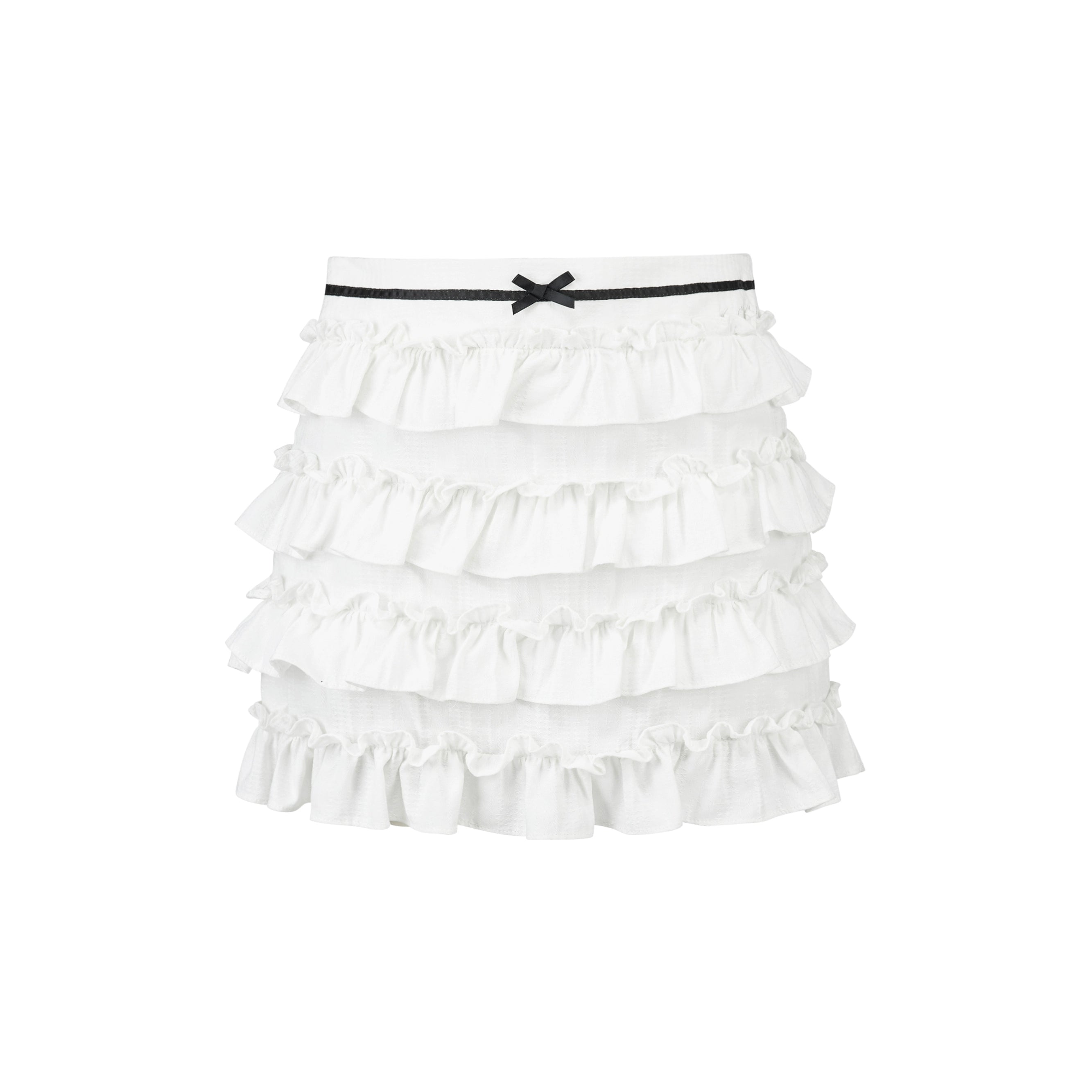 White Layered Ruffle Mini Skirt