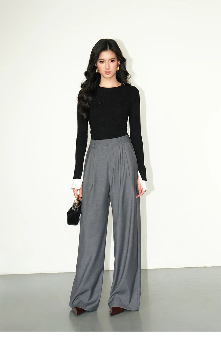 Midnight Drape High-Waist Wide Trousers
