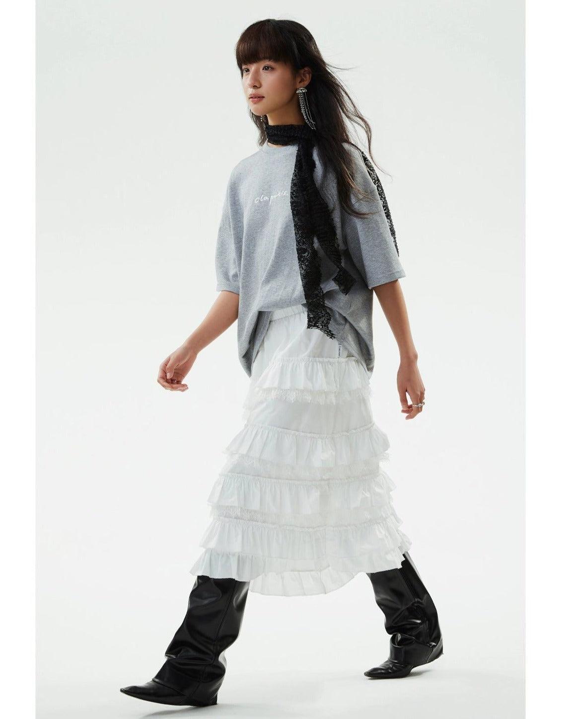 Ruffle Detail Long Skirt - chiclara