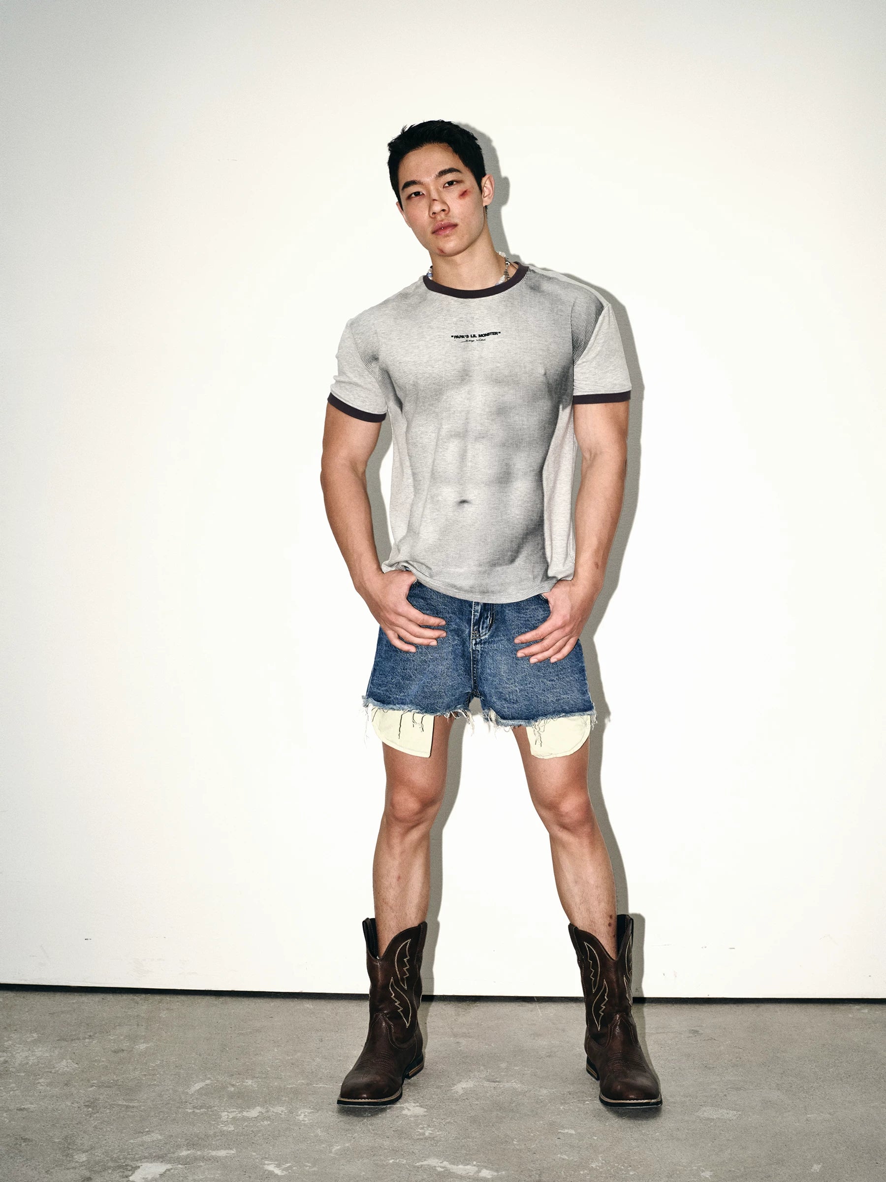 Ash Mesh Contrast Ringer Tee