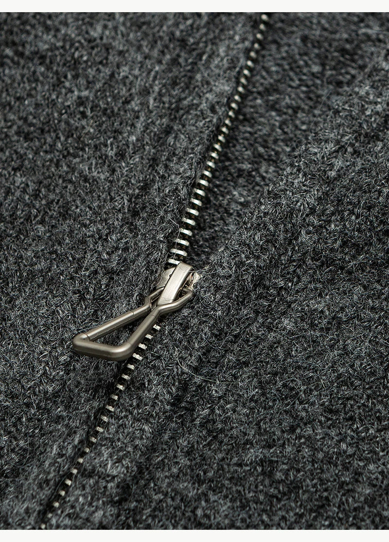 Mélange Zip Knit Cardigan