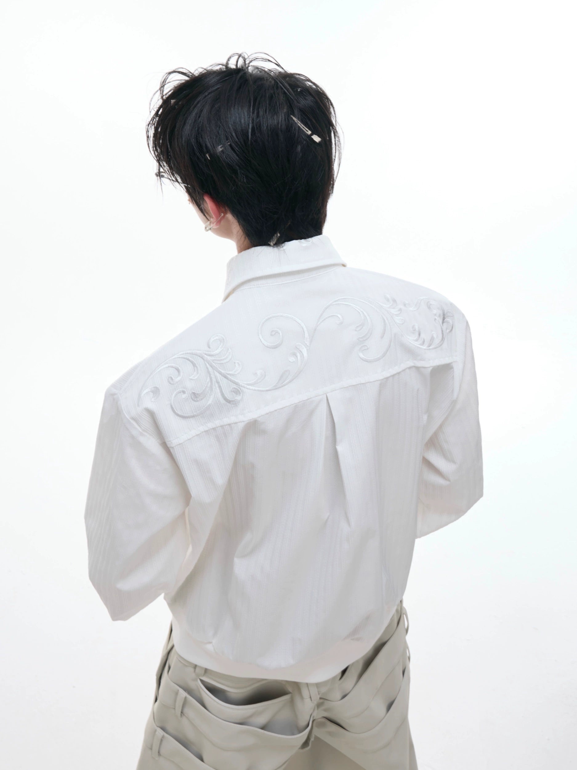 White Oversized Cotton Long Sleeve Shirt