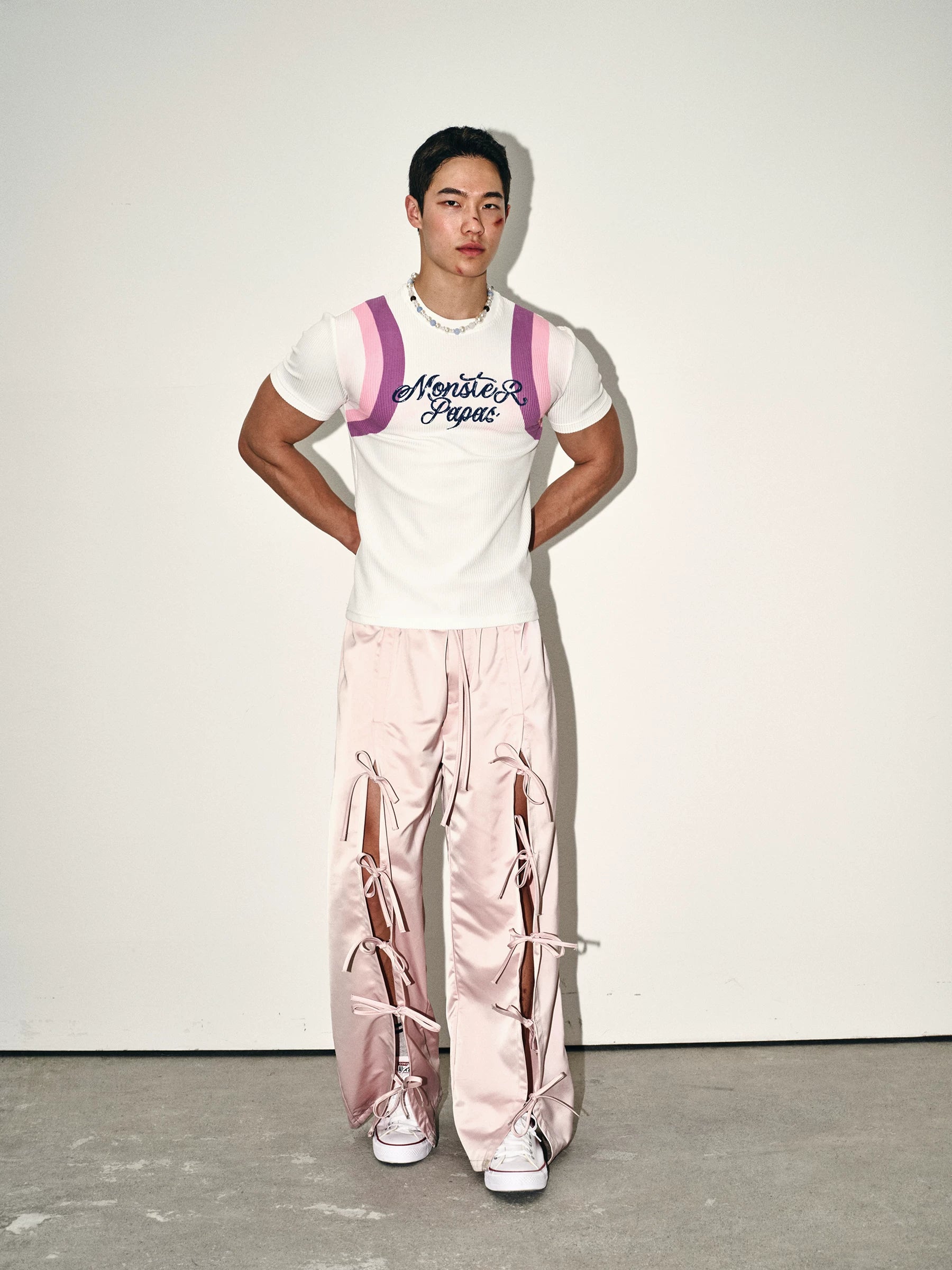 White Suspender Graphic Tee