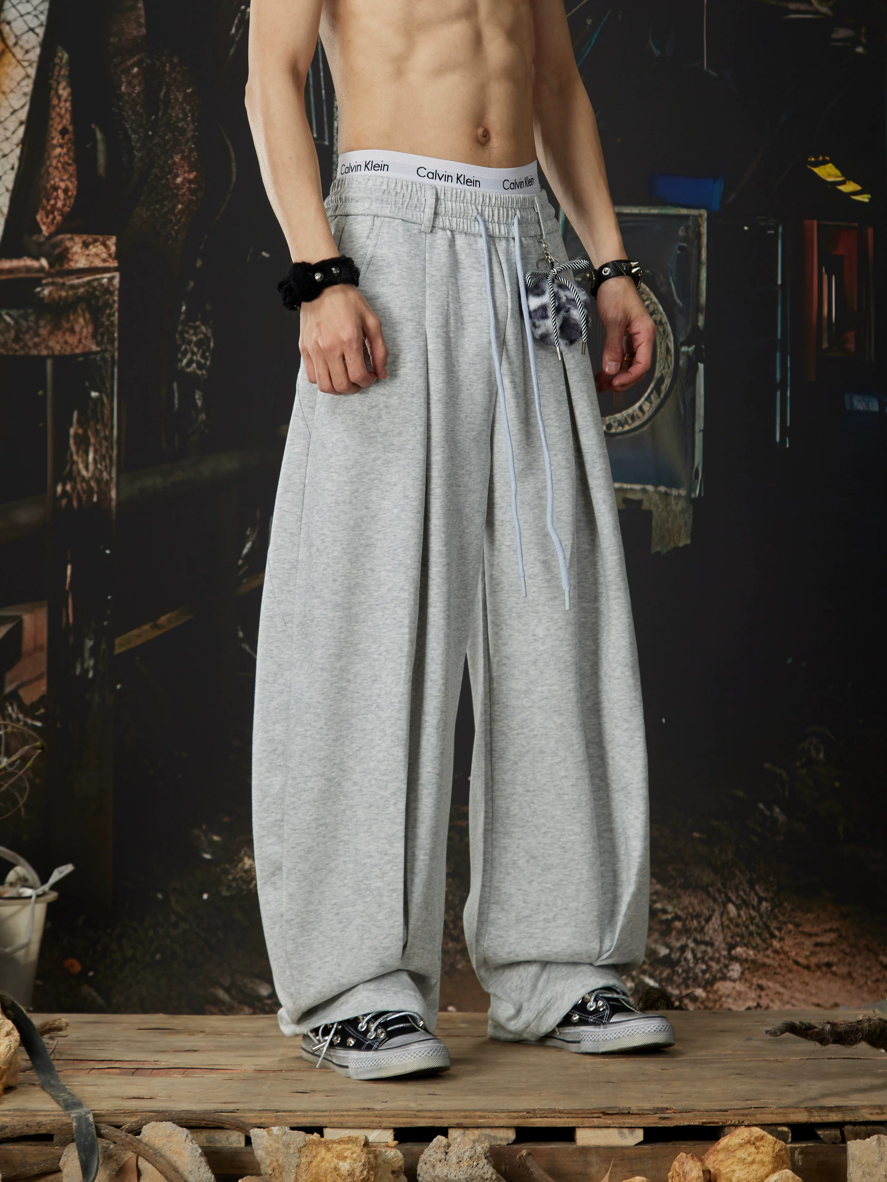 Gothic Script Halo Wide‑Leg Sweatpants