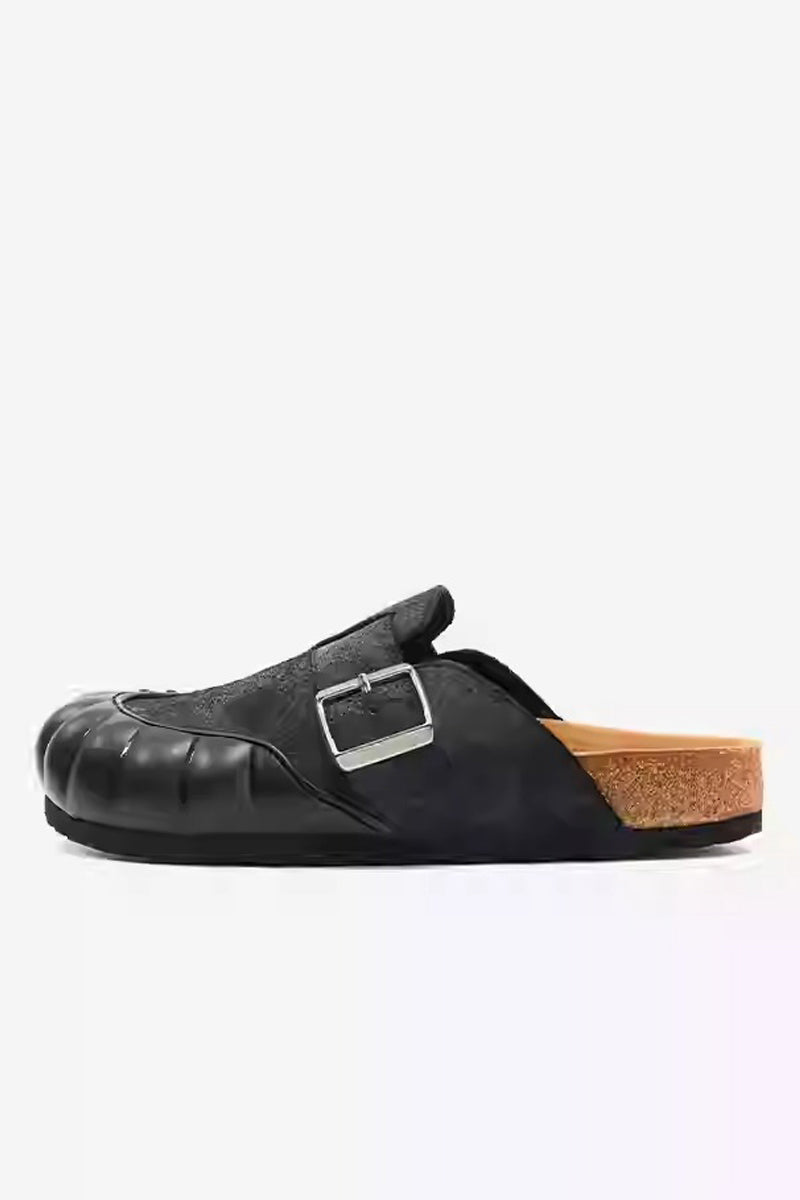 Leather Suede Chunky Platform Clogs