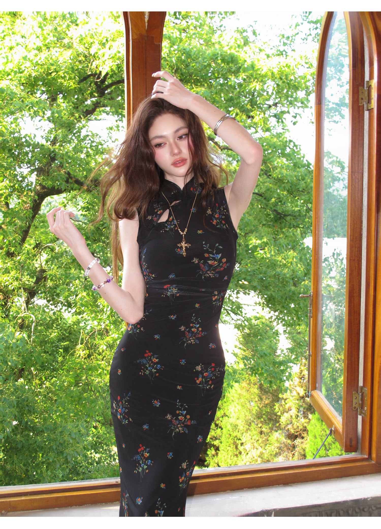 Midnight Blossom Cheongsam Dress