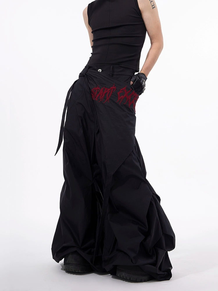 Wide-Leg Pants with Geometric Panel Detailing
